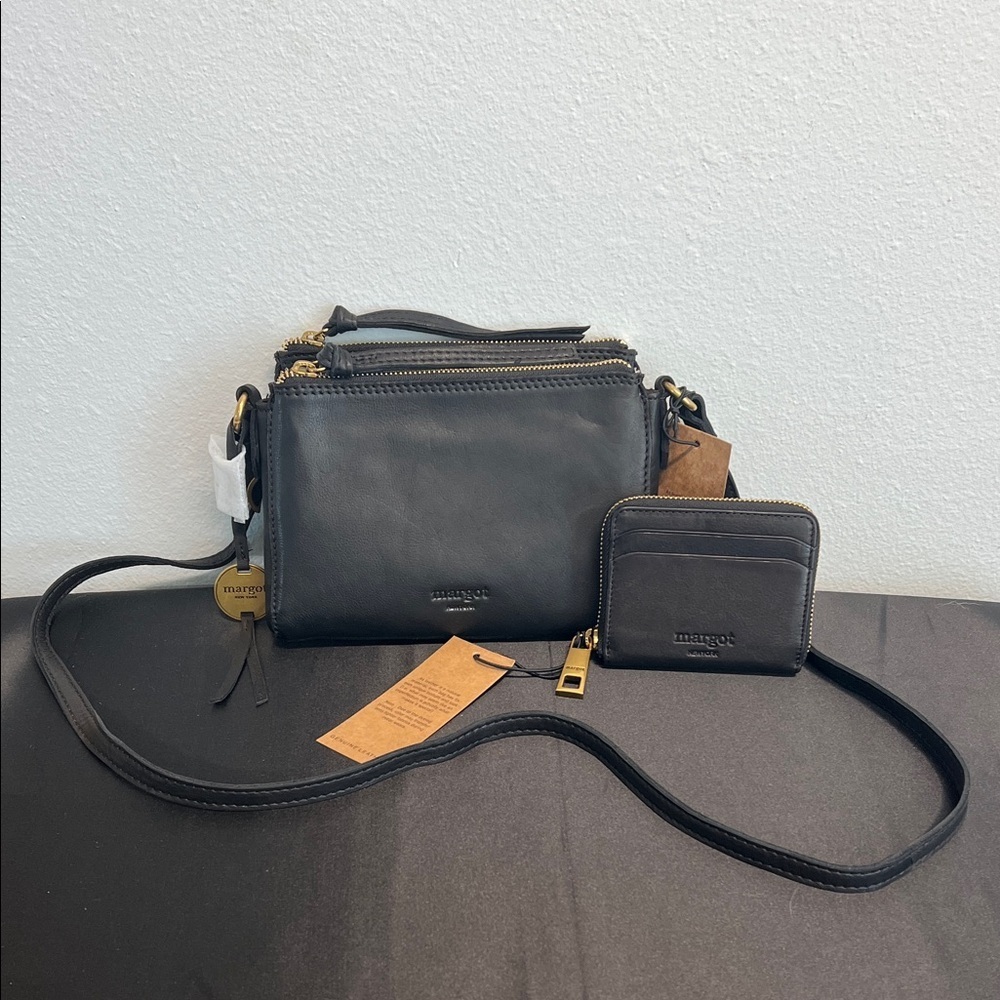 Margot New York | Classic Black Crossbody Bag w/ Matching Wallet